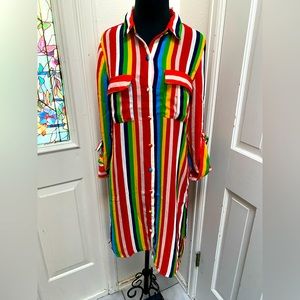 * Fabulous Vintage Haute Project Size M Rainbow God’s Promise Shirt Dress
